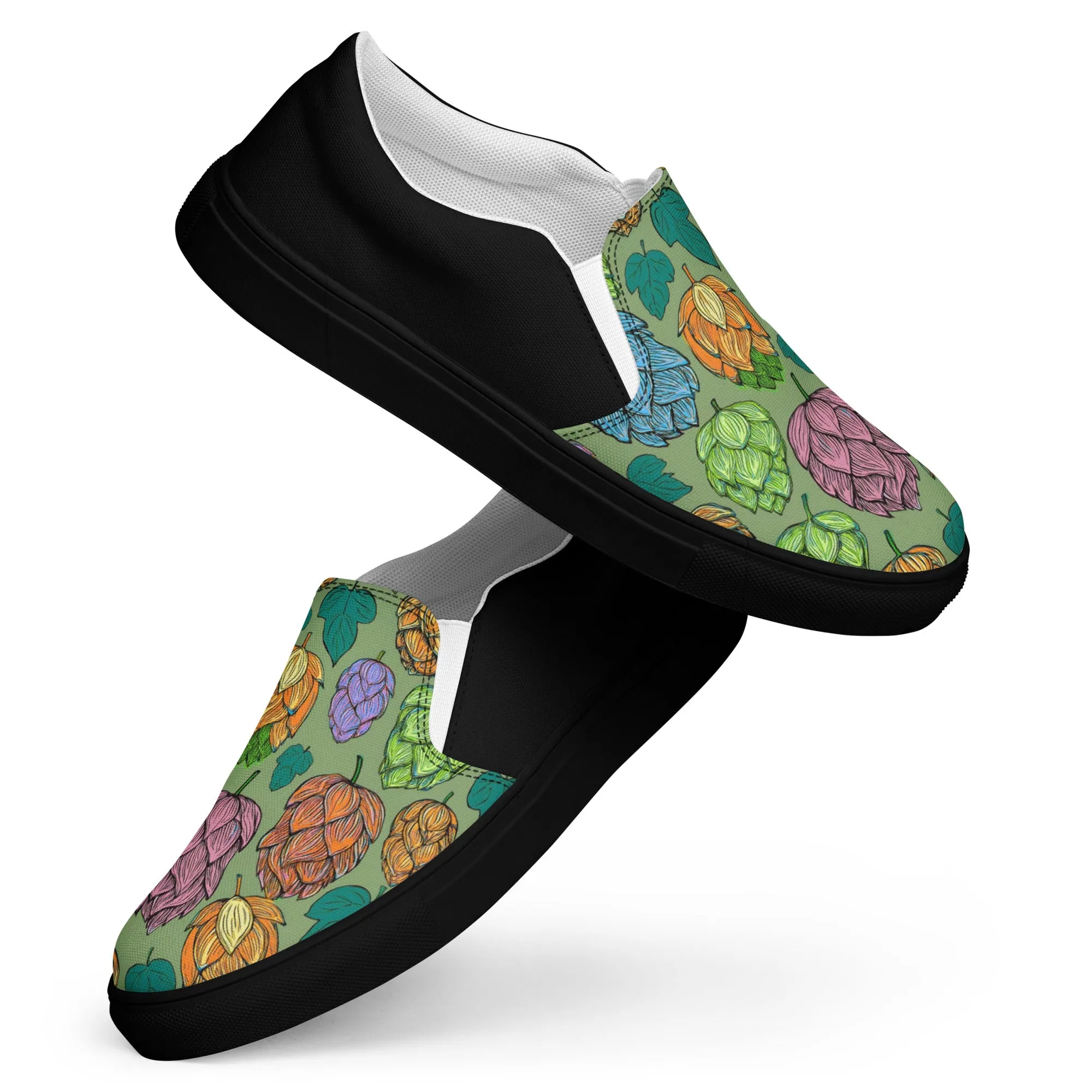 Women’s Mind Your Hops Slip-On Canvas Shoes – Black &  Floral