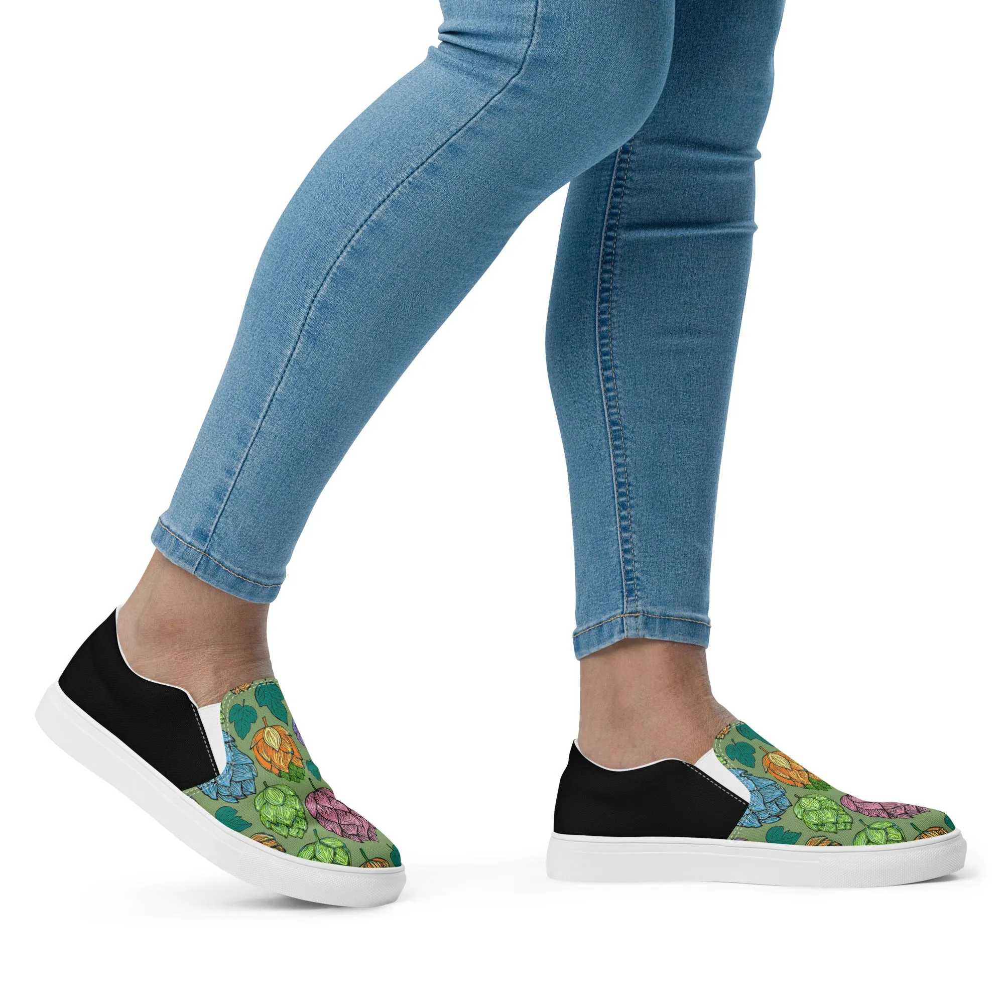Women’s Mind Your Hops Slip-On Canvas Shoes – Black &  Floral