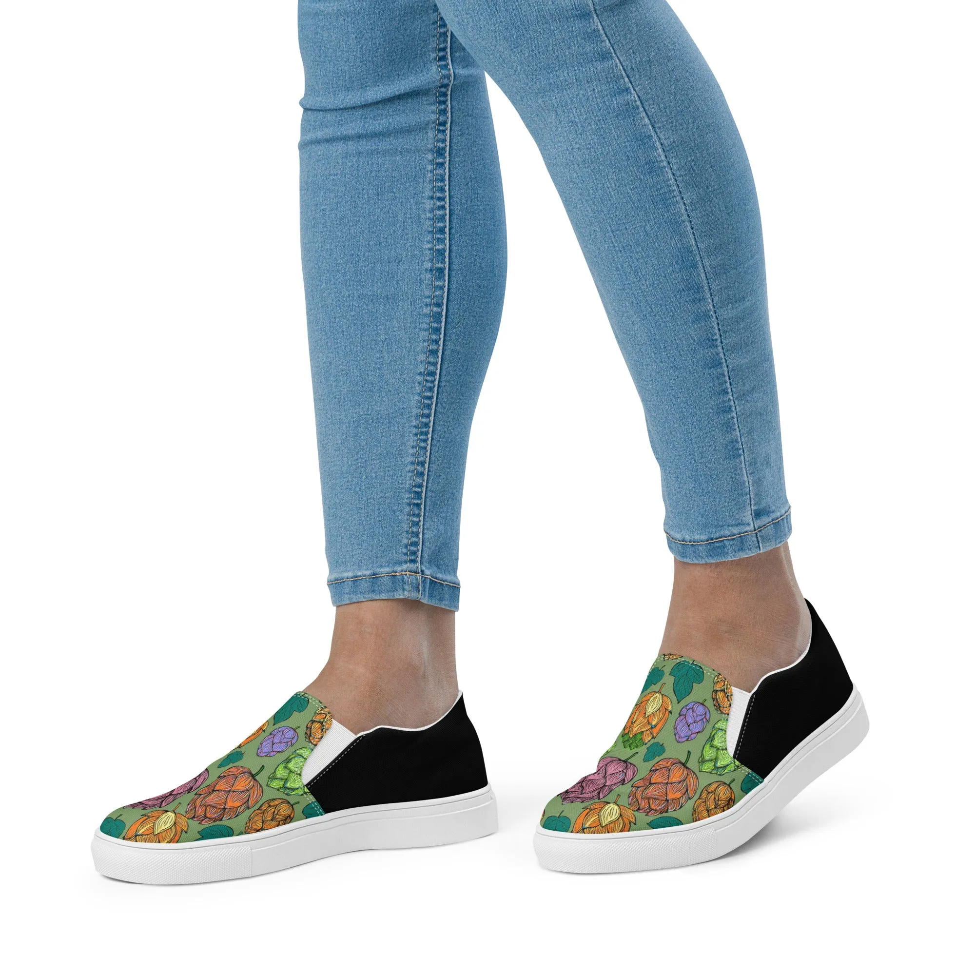 Women’s Mind Your Hops Slip-On Canvas Shoes – Black &  Floral