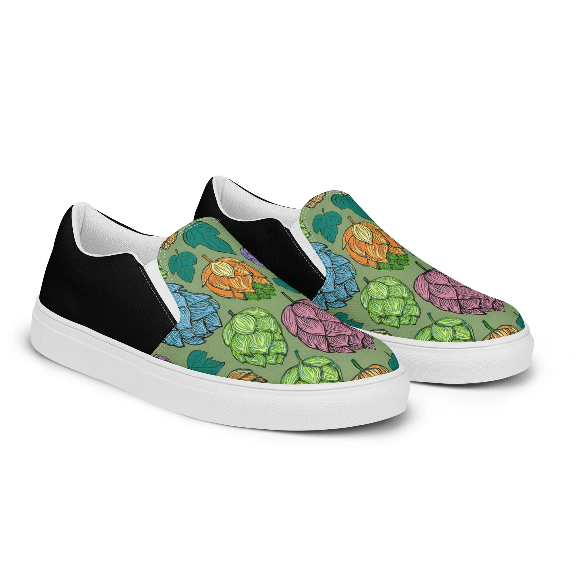 Women’s Mind Your Hops Slip-On Canvas Shoes – Black &  Floral