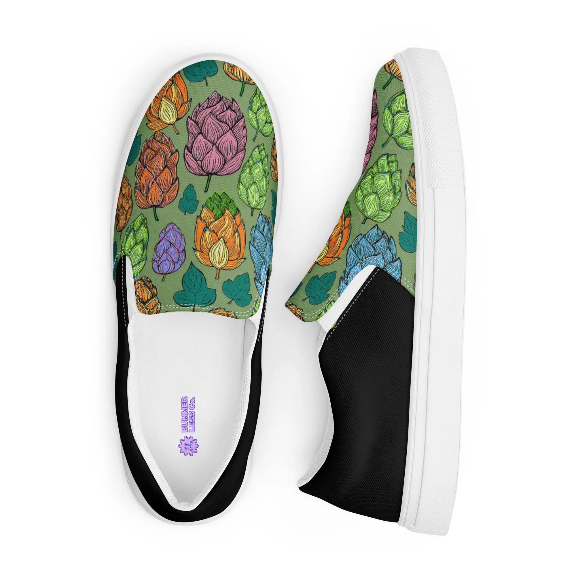 Women’s Mind Your Hops Slip-On Canvas Shoes – Black &  Floral