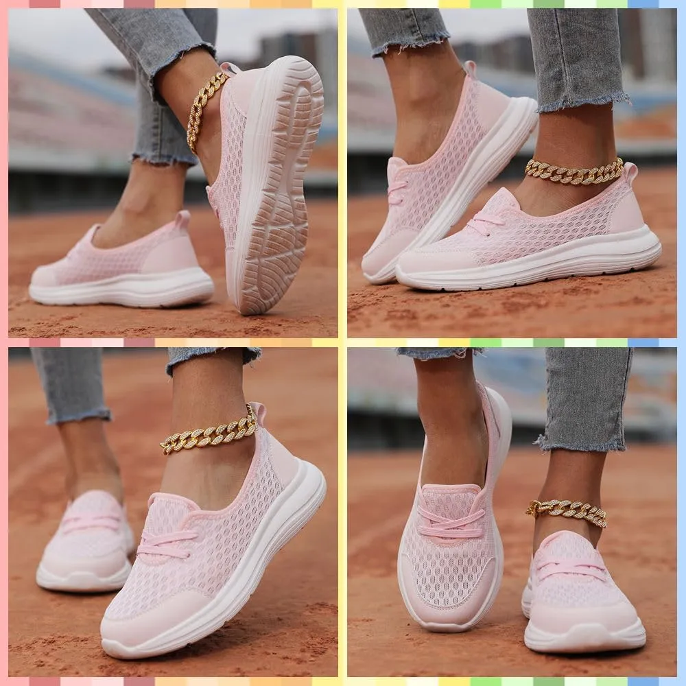 Women's Orthopedic Walking Shoes Breathable Mesh Slip-Ons with Soft Sole, Arch Support & Non-Slip Comfort for All-Day Wear