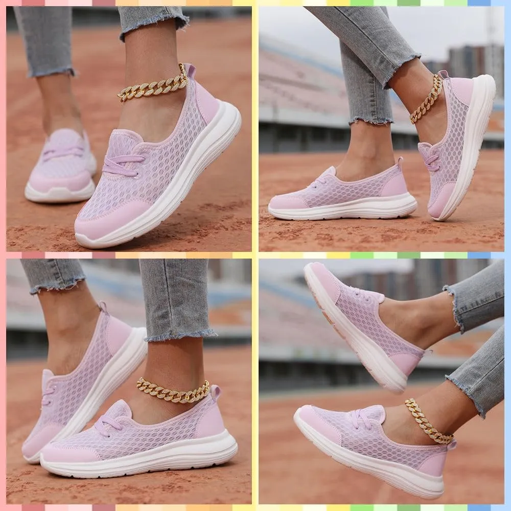 Women's Orthopedic Walking Shoes Breathable Mesh Slip-Ons with Soft Sole, Arch Support & Non-Slip Comfort for All-Day Wear
