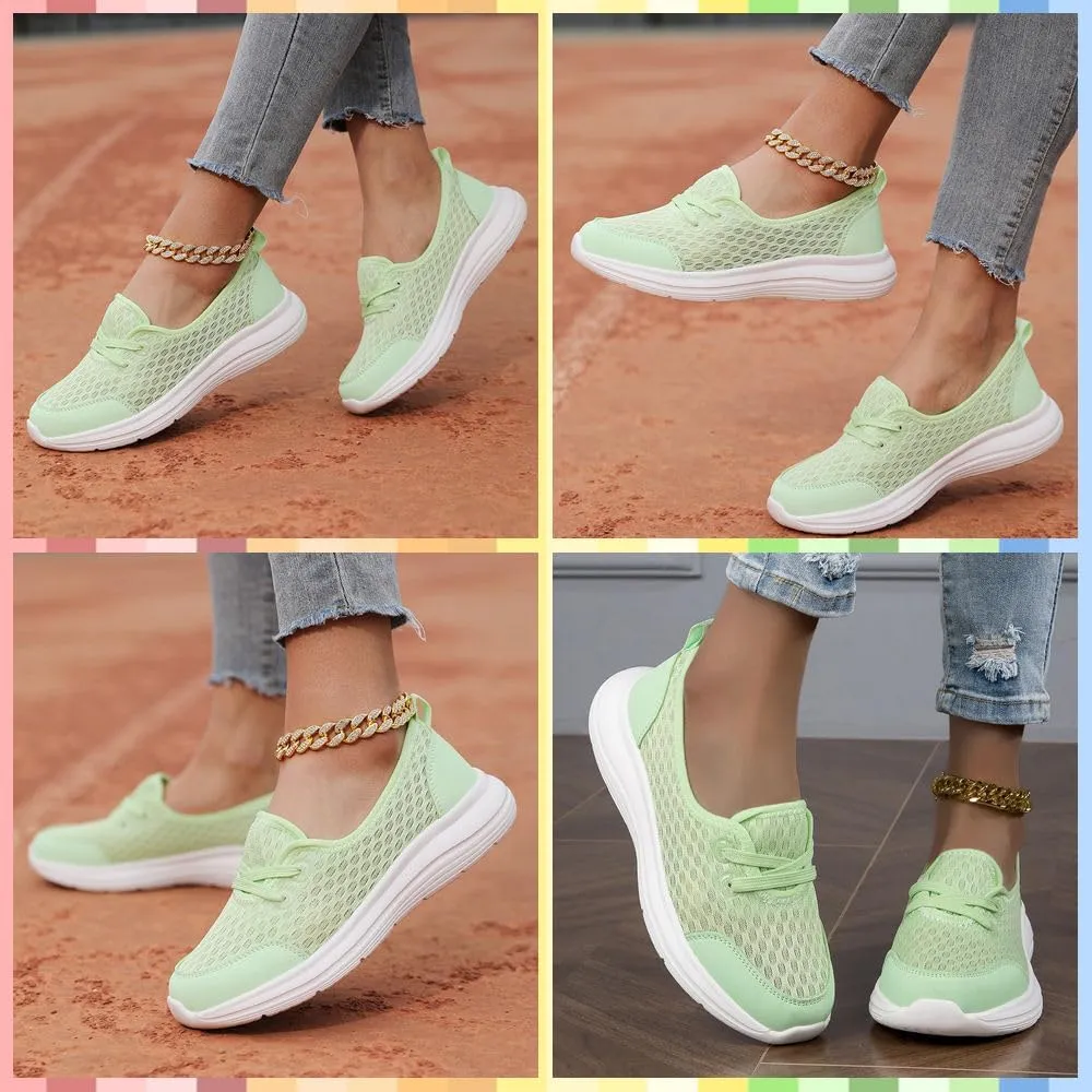 Women's Orthopedic Walking Shoes Breathable Mesh Slip-Ons with Soft Sole, Arch Support & Non-Slip Comfort for All-Day Wear