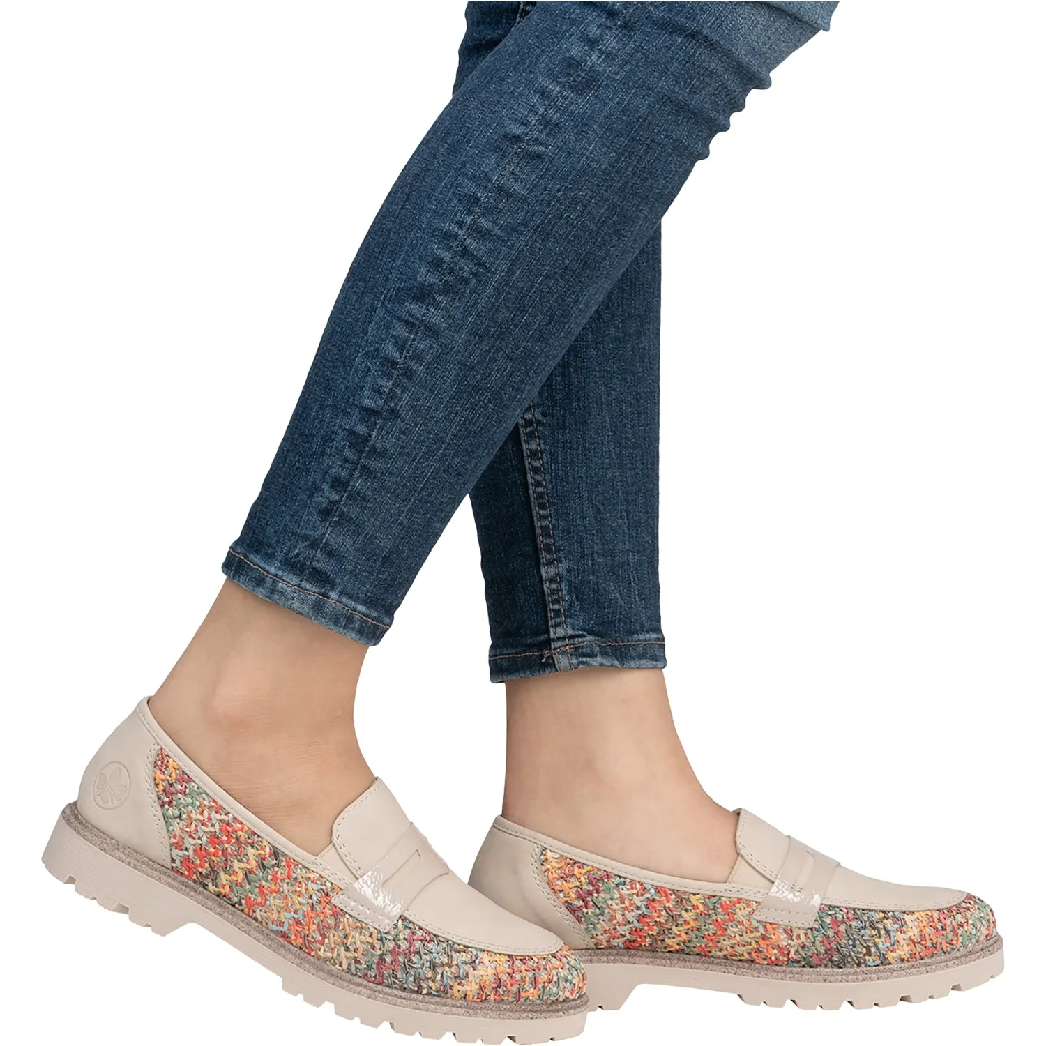 Women's Rieker 45562-90 Gitta 62 Perle Vegan Patent/Multi Woven