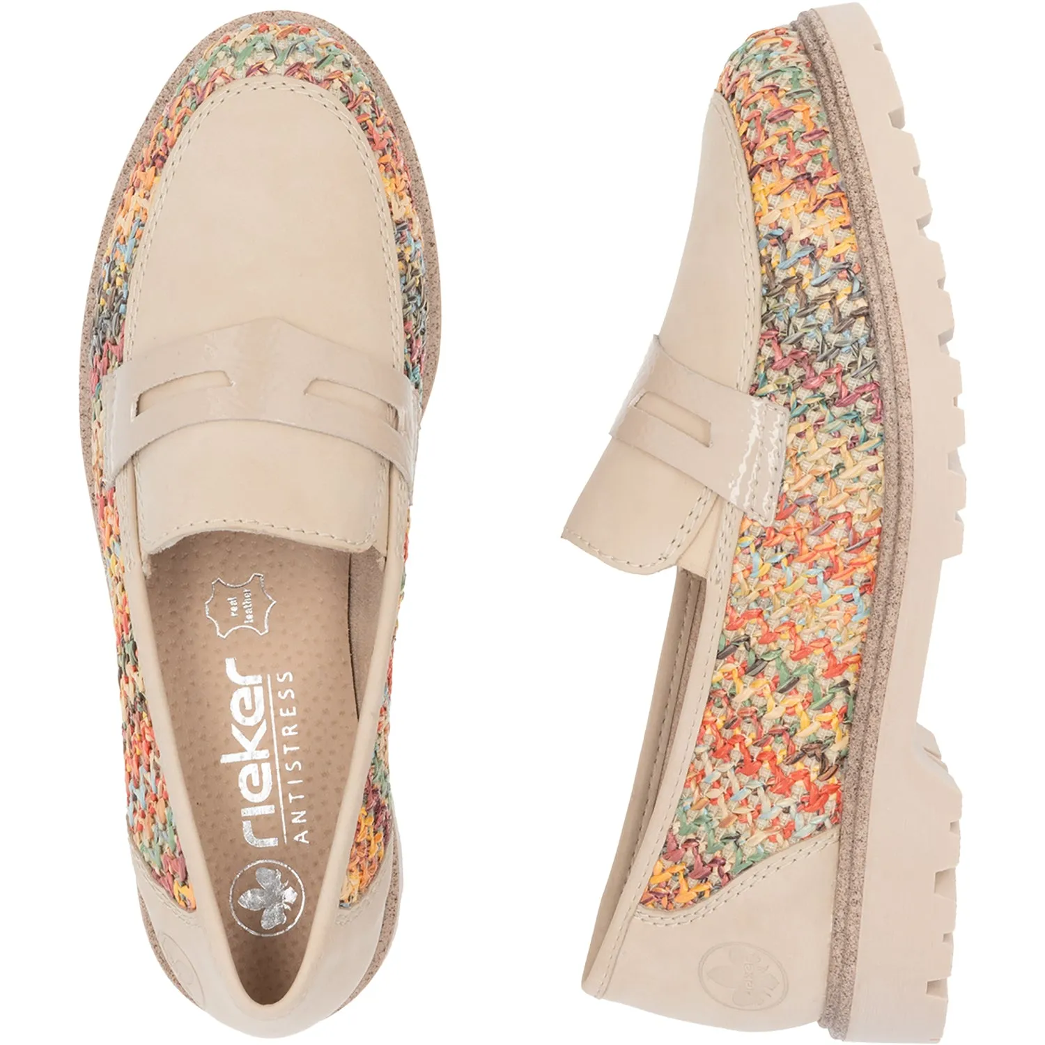 Women's Rieker 45562-90 Gitta 62 Perle Vegan Patent/Multi Woven