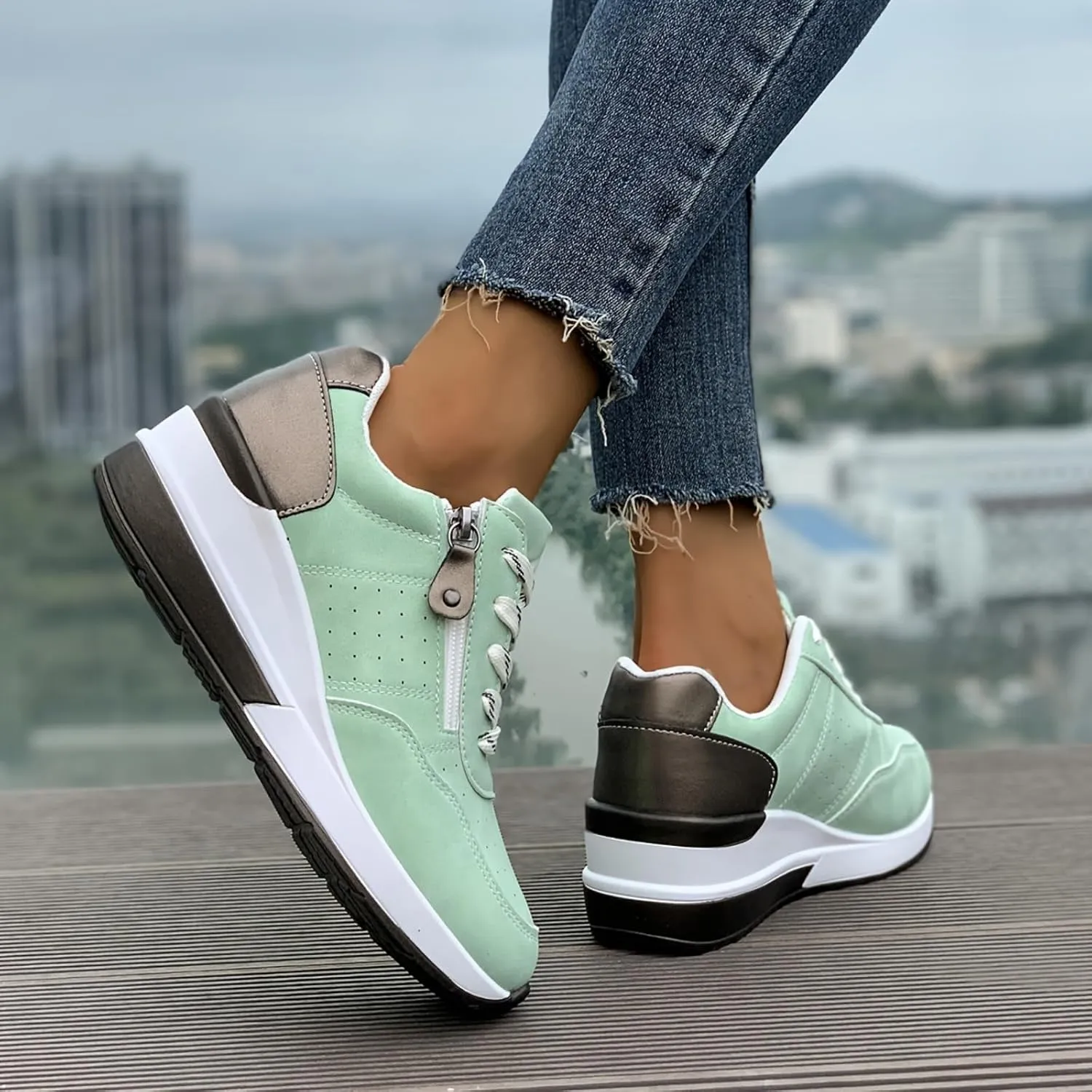 Women's Slip On Walking Shoes Faux Leather Classic Tennis Shoes Breathable Non Slip Athletic Gym Workout Training Fashion Sneakers Minimalist Barefoot Sneakers
