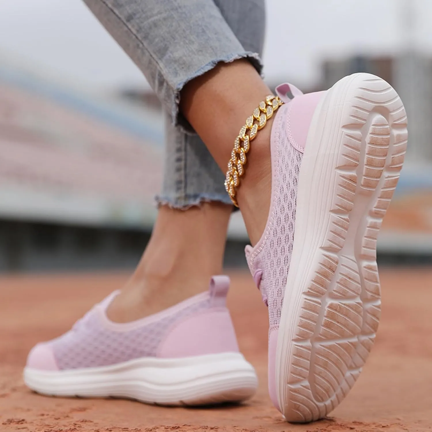Women's Soft Sole Mesh Comfort Orthopedic Shoes Casual Lightweight Slip Ons Flat Arch Support Walking Sneakers