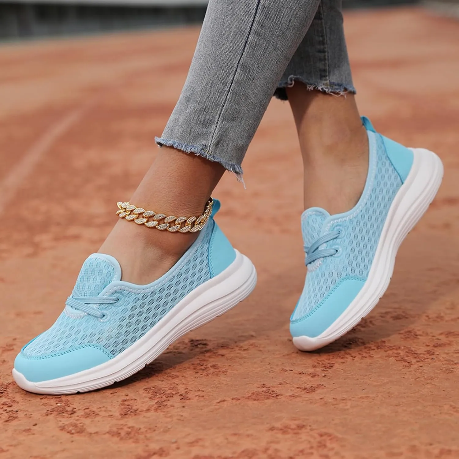 Women's Soft Sole Mesh Comfort Orthopedic Shoes Casual Lightweight Slip Ons Flat Arch Support Walking Sneakers