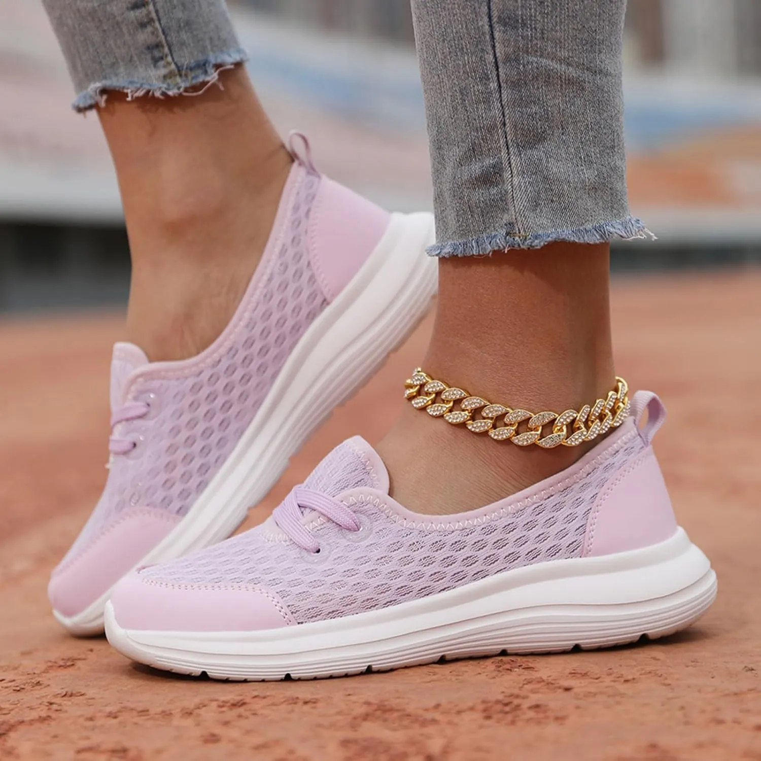 Women's Soft Sole Mesh Comfort Orthopedic Shoes Casual Lightweight Slip Ons Flat Arch Support Walking Sneakers