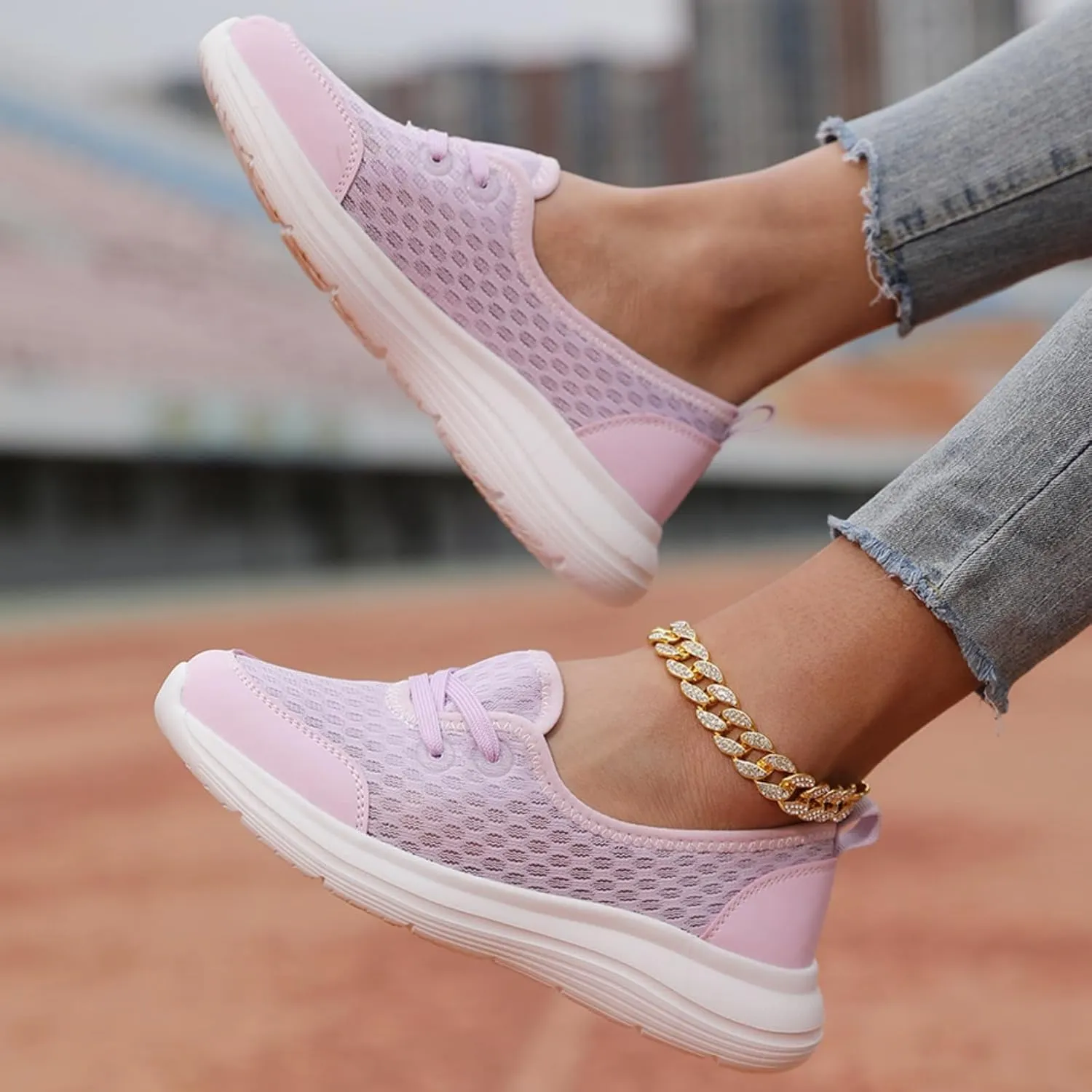 Women's Soft Sole Mesh Comfort Orthopedic Shoes Casual Lightweight Slip Ons Flat Arch Support Walking Sneakers