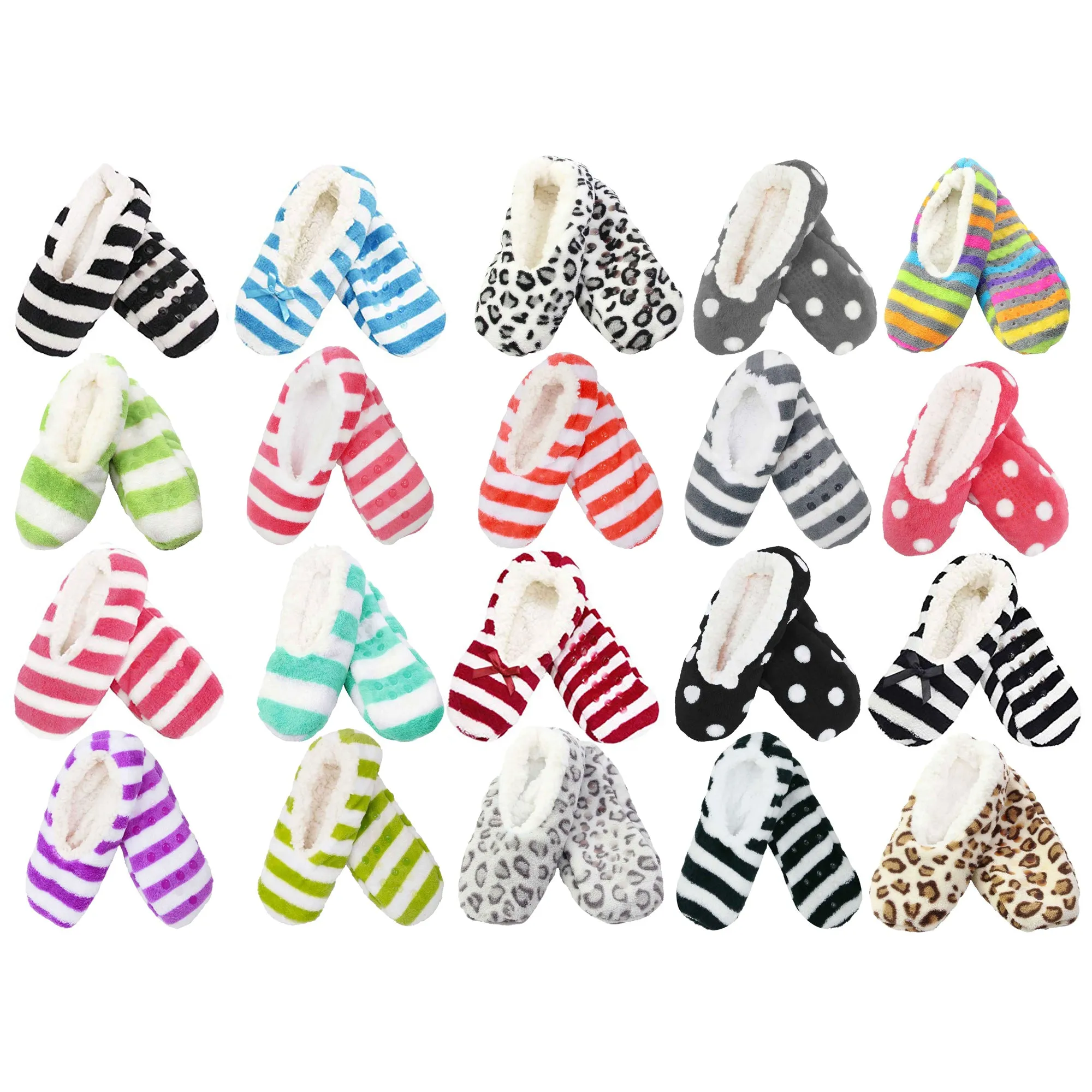 Women's Soft Warm Cozy Fuzzy Home Slippers Non-Slip Lined Socks
