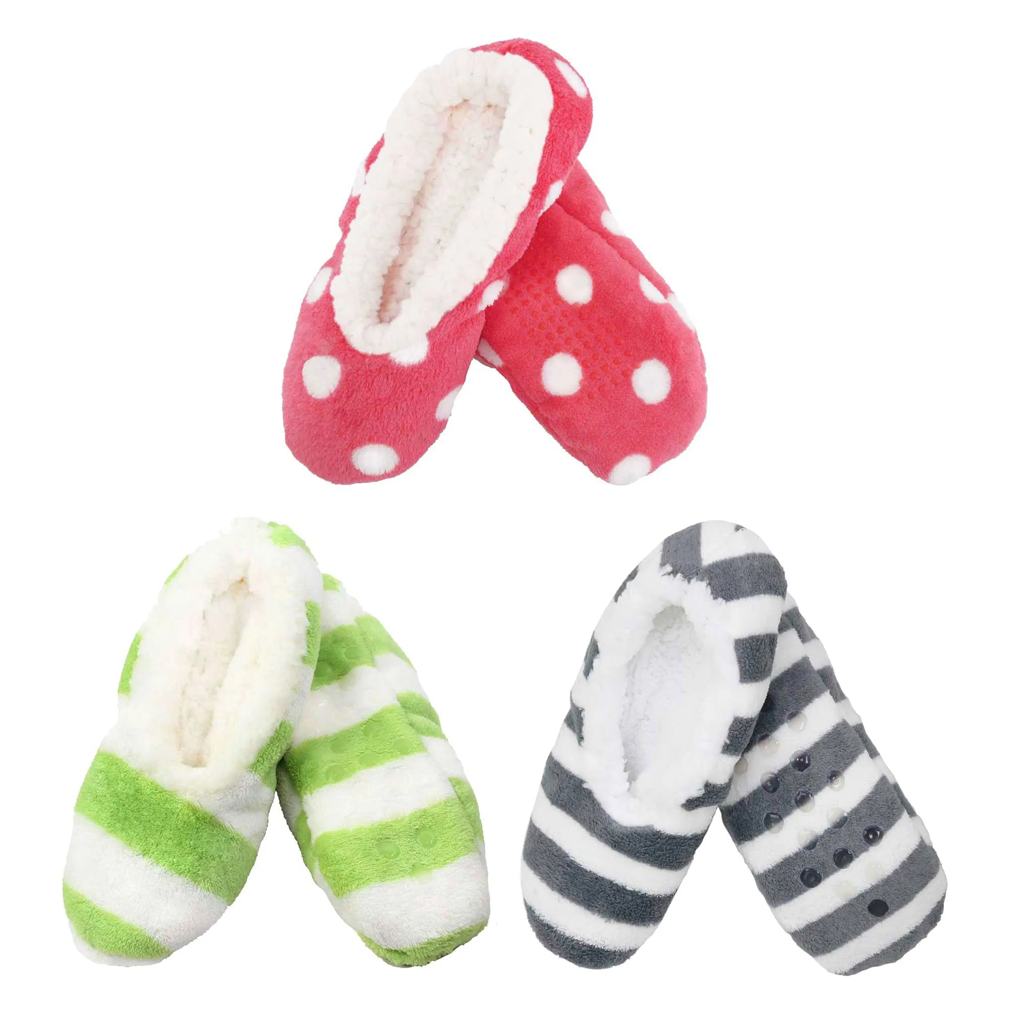 Women's Soft Warm Cozy Fuzzy Home Slippers Non-Slip Lined Socks
