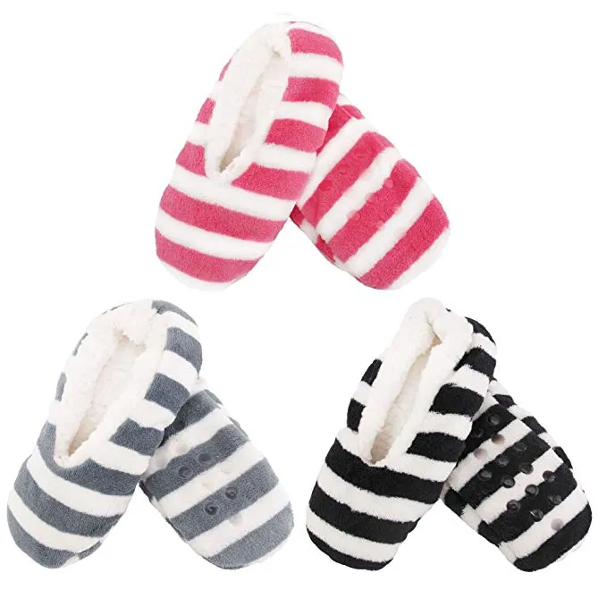 Women's Soft Warm Cozy Fuzzy Home Slippers Non-Slip Lined Socks