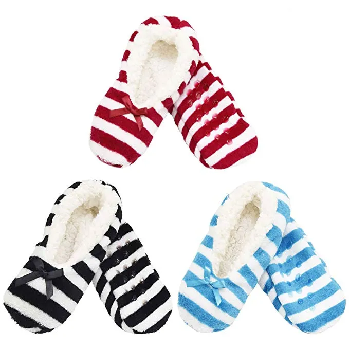 Women's Soft Warm Cozy Fuzzy Home Slippers Non-Slip Lined Socks