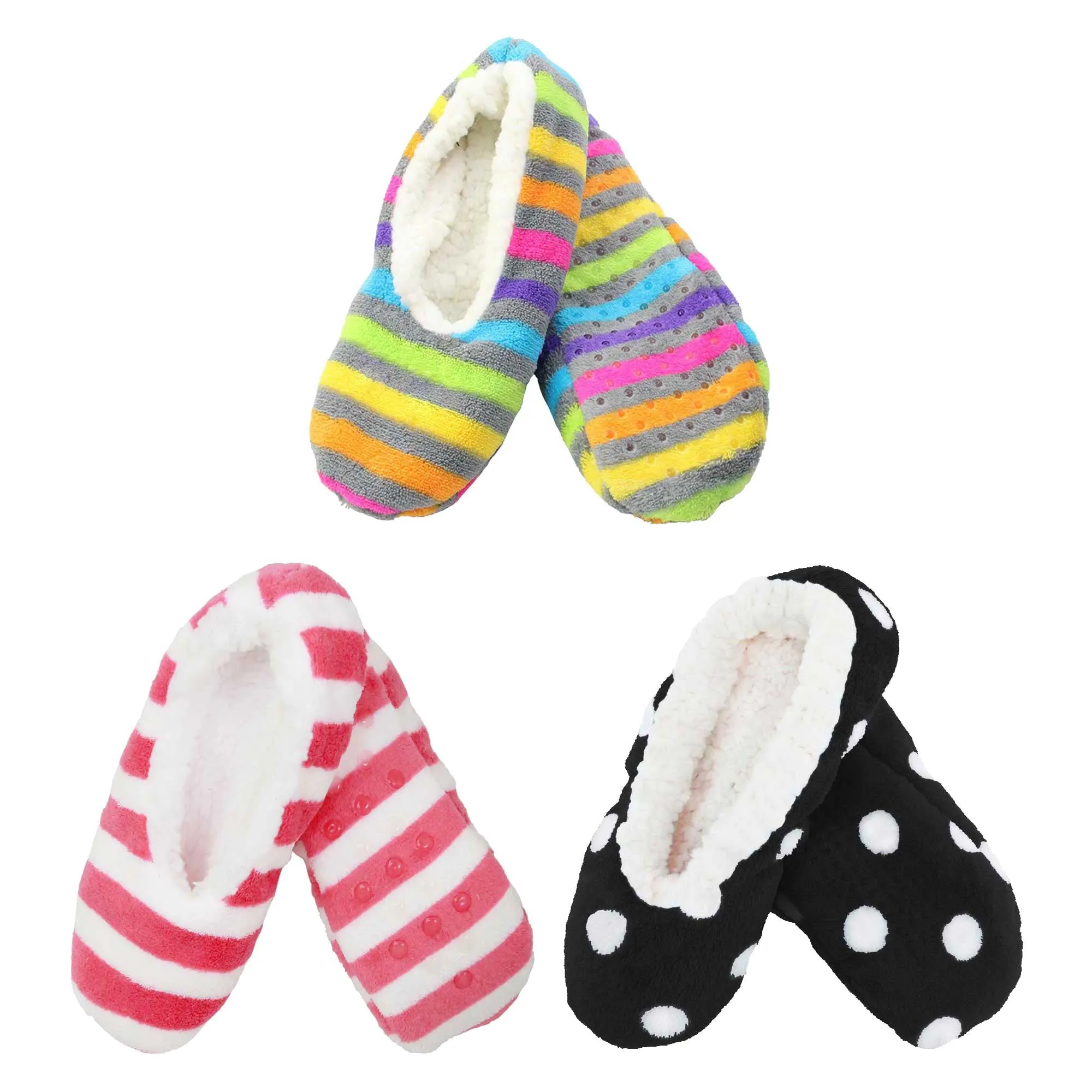 Women's Soft Warm Cozy Fuzzy Home Slippers Non-Slip Lined Socks