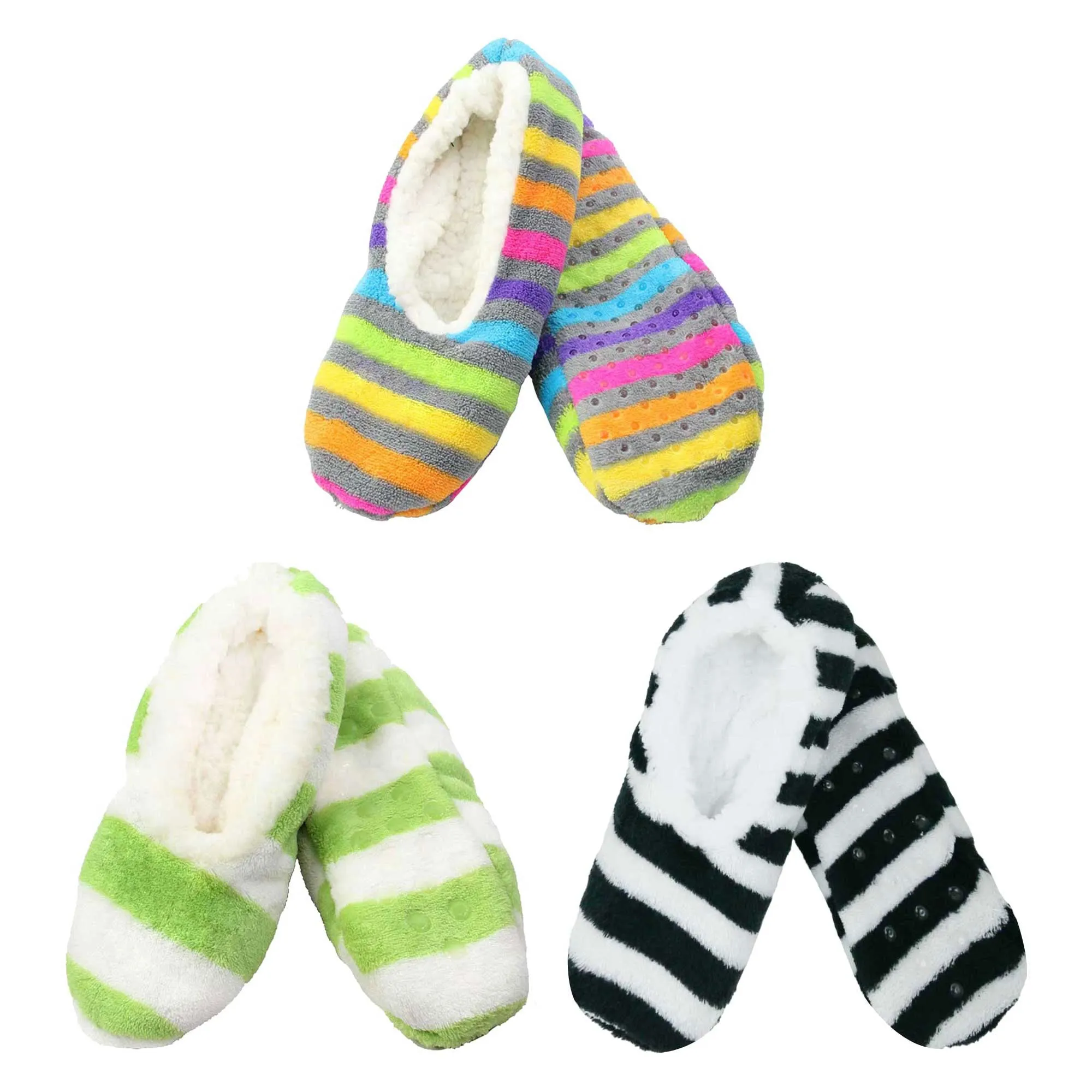 Women's Soft Warm Cozy Fuzzy Home Slippers Non-Slip Lined Socks
