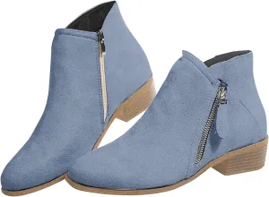 Womens Winter Boots Ankle Brown Booties Women Oxford Boots for Women Ankle Bootie for Women Low Heel Comfy Soft Cover Heel Cut Out Chunky Stacked Heel Slip on