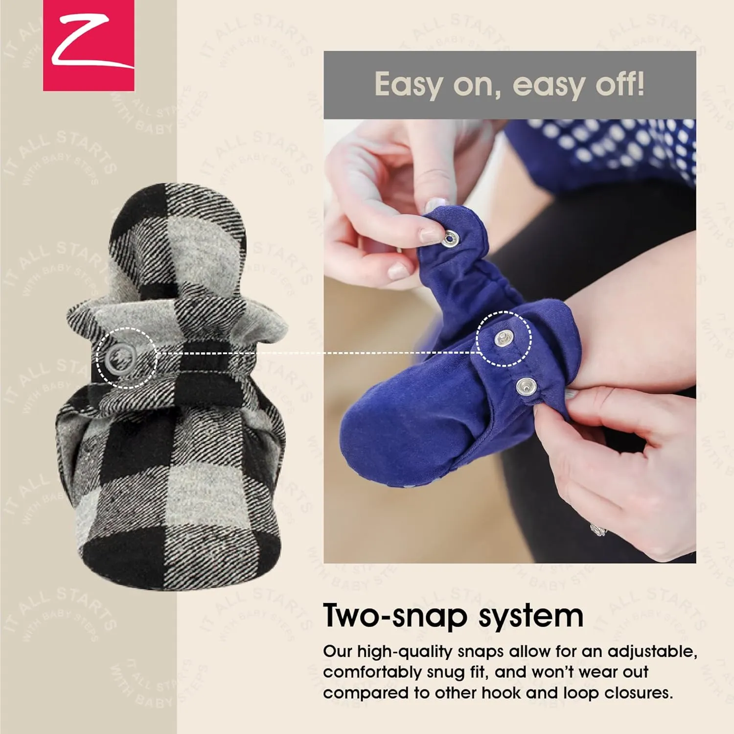Zutano Unisex Organic Cotton Baby Booties With Gripper Soles